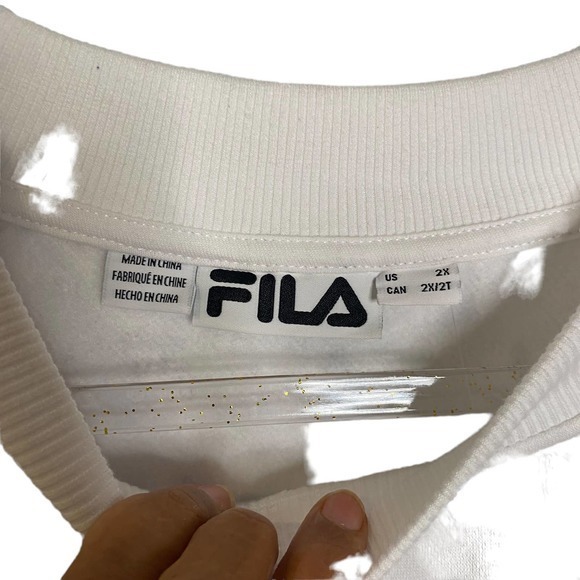 Fila All Over logo White Sweatshirt Sz 2X - Picture 4 of 4
